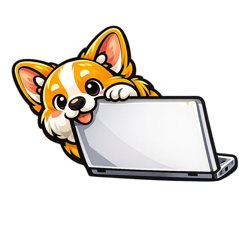 Chonk - a cute corgi with a laptop